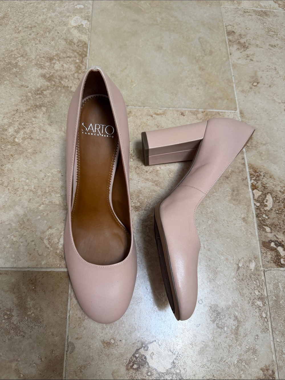 SARTO By Franco Sarto Blush Pink Block Heel Pumps